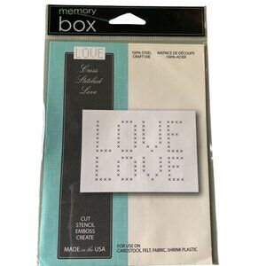 Memory Box Cross Stitched Love Die Cut Stencil Emboss Use On Cardstock Felt Fabr